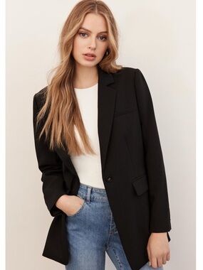 Charlie B Ponte Blazer Black Single-Breasted